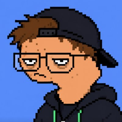 A pixel art illustration of a young man wearing a backwards black cap, glasses, and a hoodie with a tired or unimpressed facial expression. The image serves as an avatar for the @scriptkiddiesRH NFT project mentioned in the post, which promotes their 10,000-piece onchain Pixel Punks collection on the Anvil NFT AMM, where each NFT functions as a personal AI agent for trading.