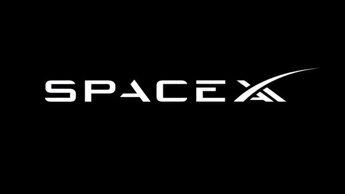The image displays the white "SpaceX" logo with its signature curved arc against a black background, visually branding the post's reference to SpaceX and the ticker symbol "$SPCX."