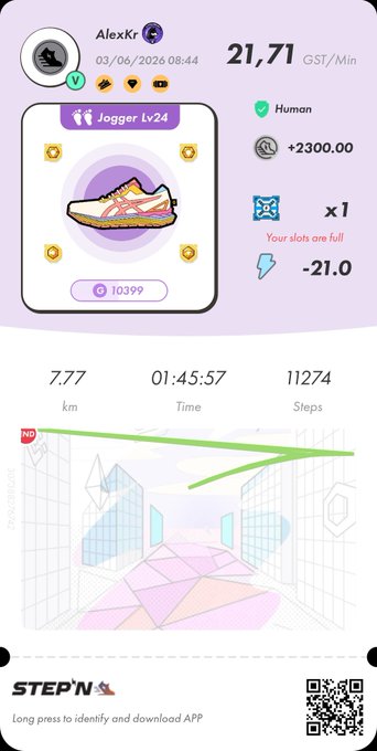 The image shows a smartphone screen displaying information about daily runs, including a step tracking system that tracks your distance, calories burned, steps taken, and other data related to your running activity. There are three pieces of text visible in the picture which seem to be part of an advertisement or promotional material for a fitness app. Additionally, there is a watermark located at the bottom center of the image that reads "StepN".
