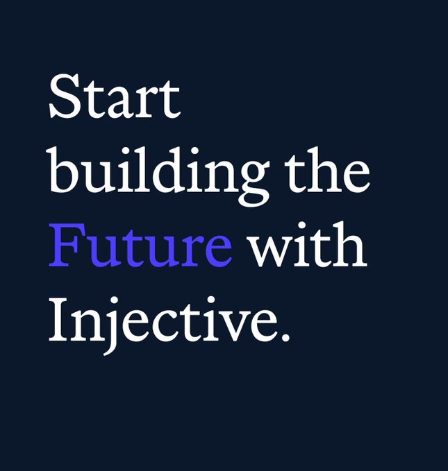 The image features a dark blue background with white text, which reads "Start building the future with injective." The text is written in a blocky style font, giving it a modern and clean appearance. The phrase "If I were building on-chain today" suggests that the author might be referring to a virtual world or blockchain technology. This could imply that the post is related to the use of injective in the context of cryptocurrency or blockchain development.