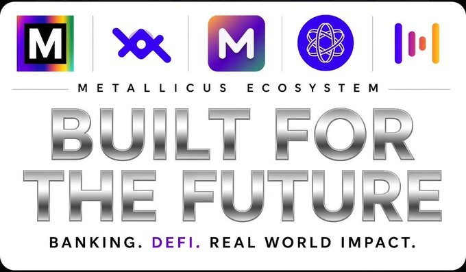 A promotional graphic for the 'METAL LICUS ECOSYSTEM' displays various logos and the text 'BUILT FOR THE FUTURE BANKING. DEFI. REAL WORLD IMPACT.'