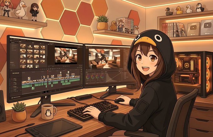 The image features a girl sitting at her computer desk with a cartoon-like appearance wearing a black hoodie, typing on a keyboard while looking directly into the camera. The background of the image shows a desktop computer setup with two monitors displaying different scenes or videos playing simultaneously. There are also several books and figurines placed around the room, adding to its unique atmosphere.

The post about Wallchain is related to this scene as it discusses the importance of transaction execution in improving user experience on platforms like Twitter. The girl's focus on her computer and the content displayed on the screens could be seen as an example of how people are drawn to engaging with digital media, even if they don't fully understand the underlying infrastructure that supports these interactions.