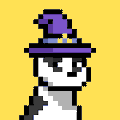 A pixel-art character wearing a purple wizard hat, displayed as Doginal Dog #6502 from the doginaldogs collection, representing the NFT being sold for 190,000 DOGE.