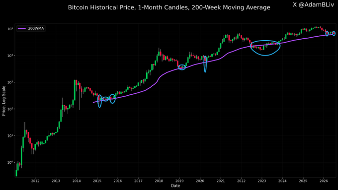 The image features a graph with Bitcoin's historical price data for one-dollar bills from January through December of each year, showing an upward trend in price over time. The caption provided below the graph suggests that the Bitcoin market could be profitable when buying Bitcoins but caution should be exercised if a person decides to invest in it due to the high leverage associated with some cryptocurrency exchanges.