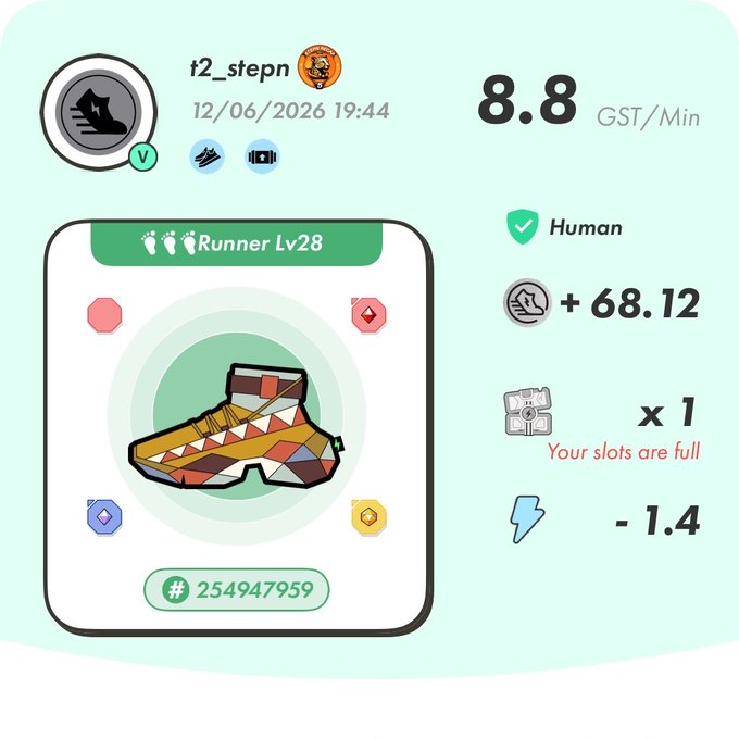 The image shows a graphic design of a shoe with a number 8.8 written above it, along with some text that reads "8.8 GST/M". The background color of the image is white, which contrasts nicely with the colorful shoe in the center. There are also several other elements on the image, such as a shield and a lightning bolt symbolizing power or energy.