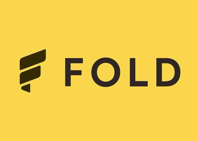 The image features a yellow background with black text that reads "Fold" written in capital letters. The text is positioned at the center of the image, making it the focal point. Below this, there are two smaller descriptions related to Fold, one being "bitcoin coin", and another saying "bitcoin holdings". These descriptions provide context about what Fold represents or refers to within the image.