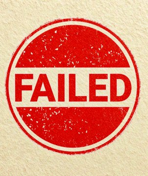 A red circular stamp on a textured beige background displays the word "FAILED" in bold white capital letters, symbolizing the unsuccessful passage of the Crypto Clarity Act that fell short of the 60 votes required to pass, as referenced in the accompanying post.