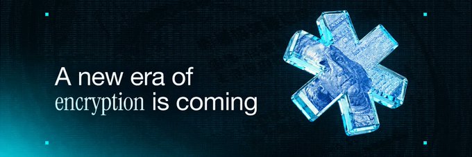 A blue banner showing a 3D Star of Life medical symbol made of circuitry, with text reading 'A new era of encryption is coming'.