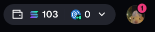 The image shows a status bar displaying "103 SOL" alongside a counter showing "0," with a user profile picture and notification badge in the corner. This relates to the post's celebration of reaching a significant milestone—surpassing 100 Solana—reflecting the user's crypto portfolio growth from 1.2 to over 100 SOL.