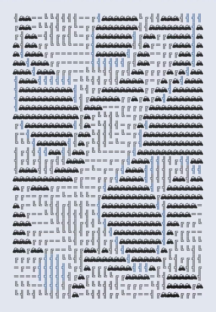 The image features a complex pattern of black and white lines, resembling a maze or a grid-like structure. The lines are arranged in various directions, creating an intricate design that appears to be made up of small squares or rectangles. The background is a solid color, which contrasts with the black and white elements of the image. The post about terraforming seems to be related to this pattern, as it suggests that these structures could potentially be used for growing plants in space. This idea is further supported by the presence of the word "terraforming" in the caption.
