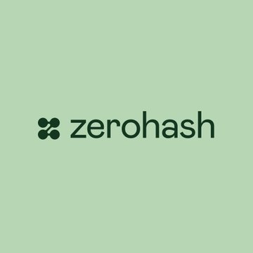 The image shows the "zerohash" company logo featuring a stylized dark green icon next to the brand name in lowercase letters, all set against a light green background. This visual branding corresponds to the cryptocurrency infrastructure company mentioned in the post, which is seeking a US trust bank charter from the OCC with a revised, narrower application scope.