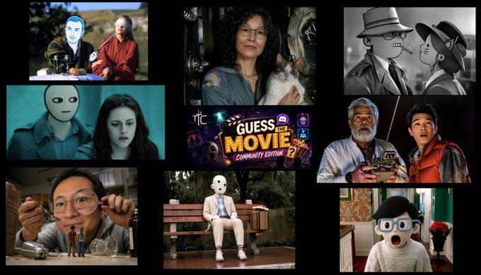 A collage of various images including people, masks, and scenes, with a central banner reading 'GUESS THE MOVIE COMMUNITY EDITION' featuring a 'TTC' logo.