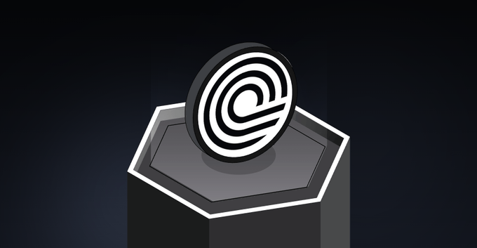 A glowing spiral coin icon is displayed on a hexagonal pedestal against a dark background, visually representing Layer3's new Ondo Perps trading competition where users compete on the leaderboard to win rewards.