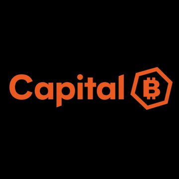 A black graphic with the orange 'Capital B' logo featuring a Bitcoin symbol.