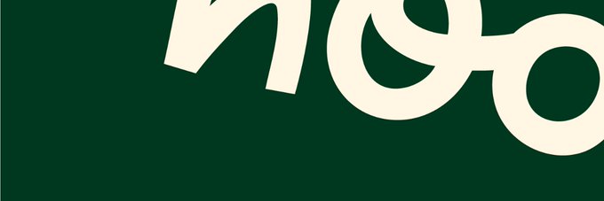 A dark green banner displays the text "no" in large, stylized cream-colored letters, cropped at the edges to suggest a longer word. This serves as the banner image for the "$NOTHING" token on Moby, visually playing on the minimalist branding of Robinhood with its simple two-tone color scheme and bold typography.