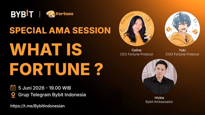 The image features three cartoon faces, each with different expressions, set against an orange background. The text "What is Fortune?" is written below the faces, indicating that this is a special AMA session or panel discussion related to fortune.