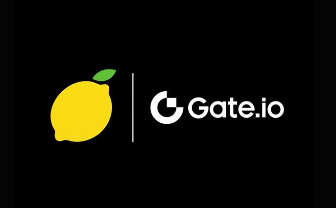 A logo graphic featuring a yellow lemon with a green leaf next to the text 'Gate.io' on a black background.
