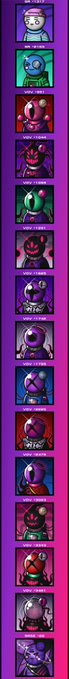 The picture shows a vertical column of colorful, distorted cartoon character images displayed against a purple-pink gradient background. While no text is visible in the image itself, it appears to represent a collection or list, aligning with the accompanying "SpaceRidersXYZ list" reference.