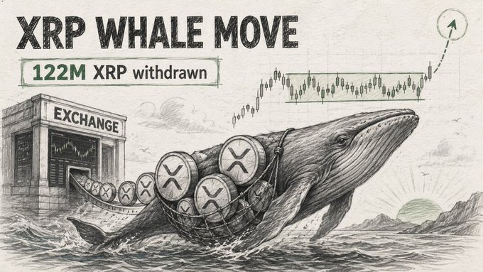 The image depicts a whale carrying barrels (or boats) behind its back as it swims through water or jumps out of the ocean. The whale, which seems to be either a cartoon illustration or a drawing from an artist's hand, is surrounded by numerous barrels, suggesting that it may be a whale trading hub for barrels. This scene is a creative and amusing representation of the process of whales accumulating barrels (or boats) as part of their transportation and trade activities. The image is related to the post because it references the XRP Whale Move and its association with a whale trading activity.