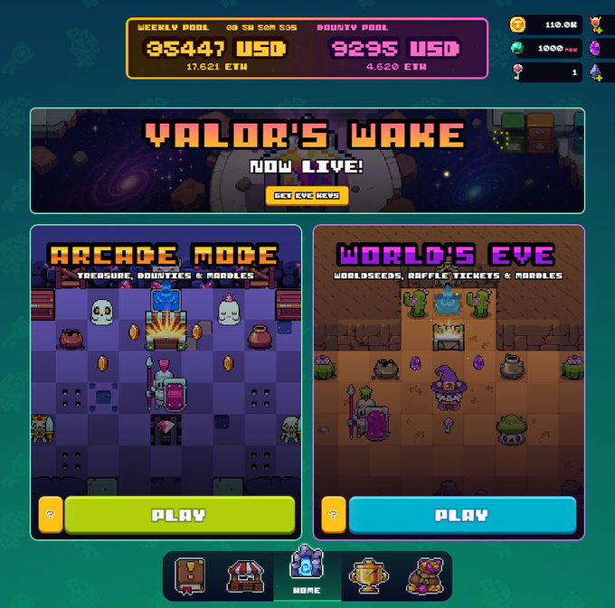 The image is a screenshot of a video game website, showing two screens - one with an arcade mode displayed and another with a live gameplay menu. The first screen has a game called "World's Eve" or some similar title, featuring different characters such as witches. On the second screen, there are options for playing the game or making in-game purchases.

The post on this website talks about a new game that allows players to play with friends online and mentions the availability of a jackpot if enough players participate. The post emphasizes returning next week to continue the adventure.