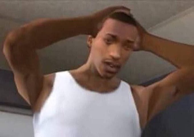 A young man in a white tank top stands with his hands clasped behind his head, wearing a stunned, speechless expression. The image humorously captures the disbelief and skepticism of someone hearing their grandfather's outlandish story about lost bitcoins on an inaccessible hard drive, perfectly mirroring the "I don't believe it" reaction to such a wild claim.