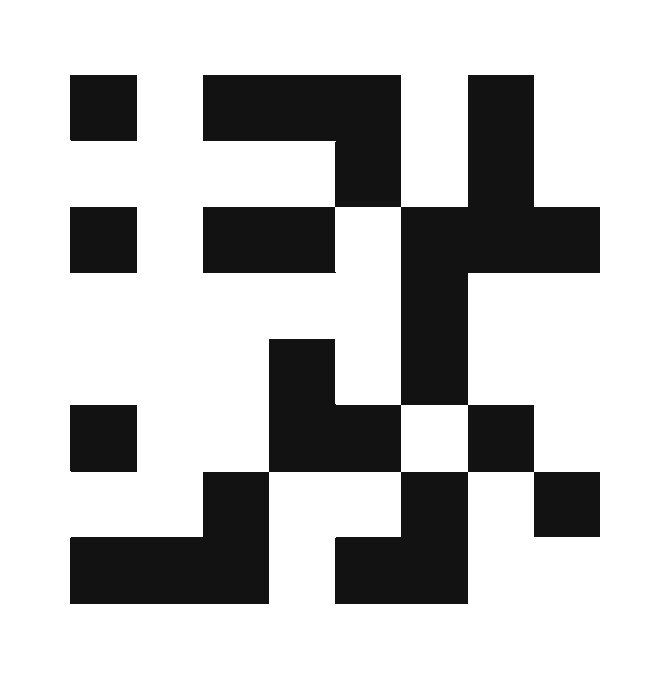 The image appears to be a black-and-white pixelated pattern resembling a QR code or abstract grid, though it's too distorted to scan or read any meaningful information. It relates to the post's claim of profiting $50 by selling this largely indecipherable image on a platform called "X Money."

No text, numbers, tickers, or names are visible in the image itself.