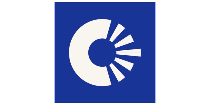 A logo featuring a stylized white sun/rising-sun emblem on a blue square background. The accompanying post references Moonbase, a tourism and entertainment conglomerate's digital asset venture, which the logo likely represents, though no text is directly visible in the image itself.