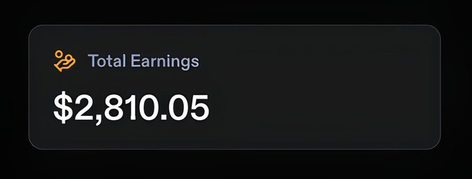 A dark dashboard widget displays "Total Earnings $2,810.05" alongside a hand-with-coin icon, visually confirming the post's claim of having made over $2,810 on PhoenixTrade.