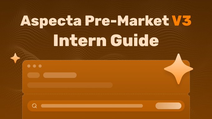 A title graphic with orange text reading 'Aspecta Pre-Market V3 Intern Guide' against a brown patterned background with illustrated UI elements.