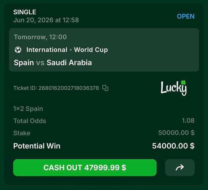 "I stole your seed phrase to bet on the World Cup" appears to be a text within an image with other visual elements. The main focus should be on this statement, as well as possibly connecting it to the screenshot of a slot for betting on the upcoming International World Cup between Spain and Saudi Arabia.