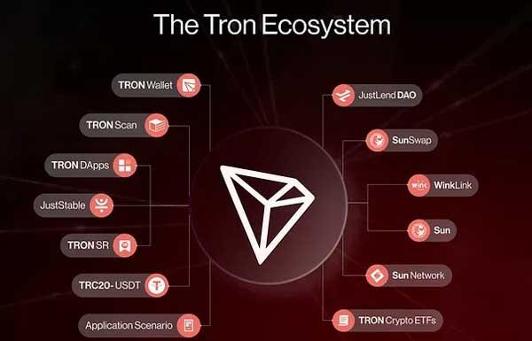 The image shows a flowchart depicting the inner workings of the Tron ecosystem, including various aspects such as wallet management, transfers between different platforms, and the use of stablecoins. Each step of the process is clearly illustrated with symbols representing specific features or functions within the network. The text accompanying the chart provides explanations for each component of the Tron ecosystem in a manner that makes it easy to understand. Based on this flowchart's layout and the content provided, it can be inferred that Tron has become one of the most successful and popular blockchains with its efficient wallet management system, use of stablecoins, low transaction fees, and focus on practical applications.