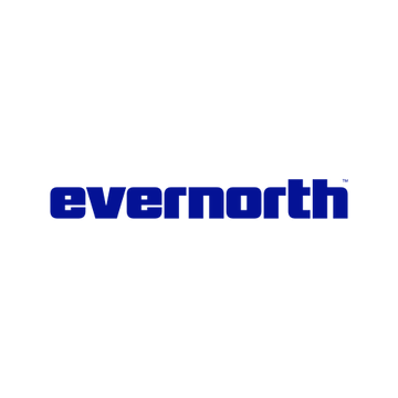 The image displays the Evernorth logo in bold blue lettering with a small "TM" trademark symbol. It accompanies news of Evernorth Holdings announcing the deployment of its 473 million XRP treasury into institutional strategies with Ripple, Kraken, Coinbase, and BitGo.