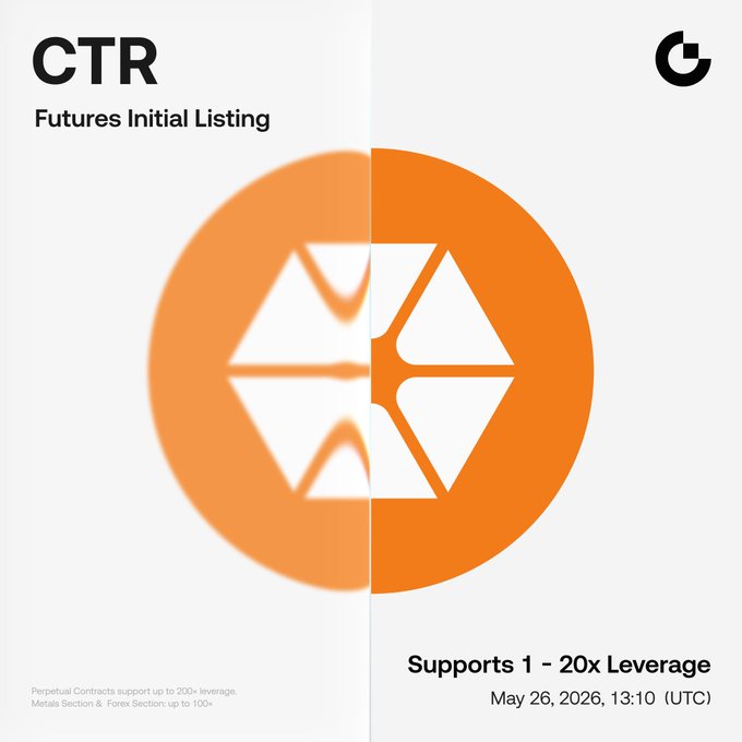 The image features a poster for Gate Futures, which is an online trading platform that supports futures trading pairs like $CTR / $USDT. The poster displays a graphic of a hexagon with a circle inside it, symbolizing the future trading pair. It also includes text that provides information about the platform and its offerings.