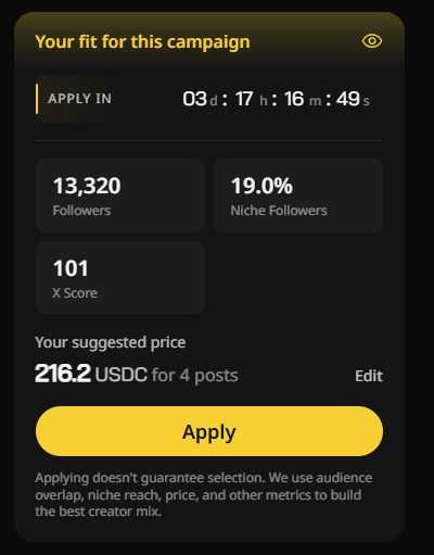 The image shows a screenshot of a cell phone screen displaying the settings for an Instagram account, including the "Fit For This Campaign" button at the top right corner. Below this, there are several options such as applying to join a niche, joining a new niche, and applying to follow someone who is already in a niche or following someone. The bottom of the cell phone screen shows a list with instructions on how to apply for these different options.