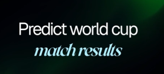 The image shows a banner promoting a soccer match, with the text "Prediction World Cup" displayed at the top. The image is of the world cup logo in blue and green colors. A small graphic of players can be seen below the text, hinting at the actual event being discussed within this context. The main focus of the post seems to be on making soccer match predictions and earning points for those insights using a mobile app.