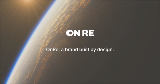 The image features a poster with a picture of Earth taken from space, showcasing its blue oceans and white clouds. The text "ONyc" is written below this image, which appears to be part of a larger advertisement or promotional material for OnRe. The poster also includes a line that reads "ONyc: A brand built by design." This suggests that the company behind OnRe has designed their platform with an emphasis on user experience and aesthetics.
