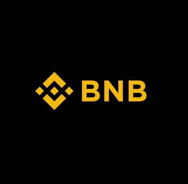 The BNB cryptocurrency logo displayed in yellow against a black background.