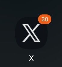 An X (formerly Twitter) app icon displaying a notification badge with the number "30," indicating unread activity on the platform as part of an evening web3 community check-in.