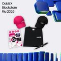 Promotional image for 'OohLa blockchain flex 2024' displaying various colorful silicon card wallets and accessories.
