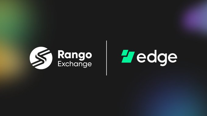 A graphic displaying the logos for Rango Exchange and edge side by side on a dark background.