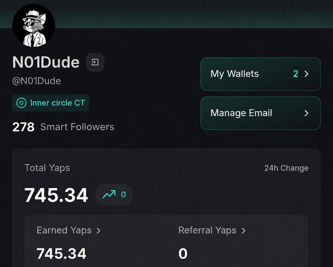 The image shows an app screen displaying information about a social media platform, specifically a Twitter account named "NO1DUDE" that has gained popularity among users. The app's interface features various tabs and buttons related to managing the account, such as managing emails, managing followers, and viewing personal data like total number of followers, Yaps (referral Yaps), and total number of likes. 

The post suggests that the creator of the account has gained a significant amount of popularity due to their smart follower strategy, which involves engaging with users through various means such as sharing content or responding to comments. The image also includes a reference to a popular meme from a few years ago, indicating that the social media platform is not only used for personal communication but also serves as a source of entertainment and connection among its users.