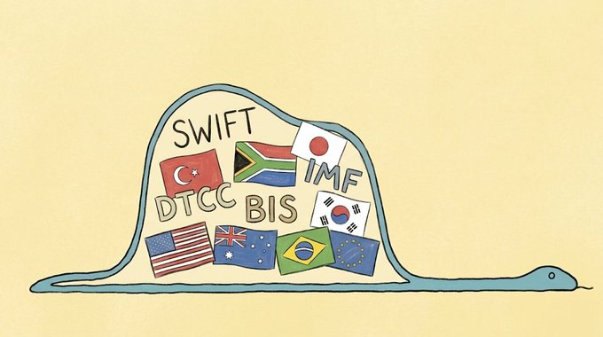 A cartoon illustration shows a turtle carrying a shell labeled with "SWIFT," "IMF," "DTCC," and "BIS," surrounded by flags of Turkey, South Africa, Japan, South Korea, the US, Australia, Brazil, and the EU—symbolizing slow-moving traditional financial institutions burdened by regulatory frameworks. The image contrasts with the post's frustration by highlighting how Ripple's MiCA approval and e-money licenses in the UK and Luxembourg position it to bypass these legacy systems in 30+ European countries.