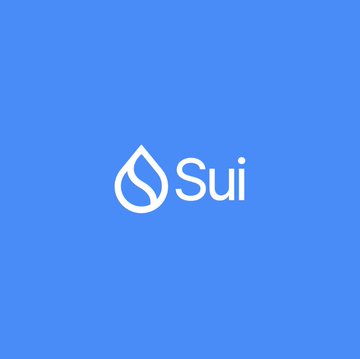 The image displays the Sui logo—a stylized white water droplet next to the word "Sui"—on a solid blue background. It relates to the post by serving as the brand identifier for Sui, the blockchain network whose co-founder is launching the new Havenex platform.