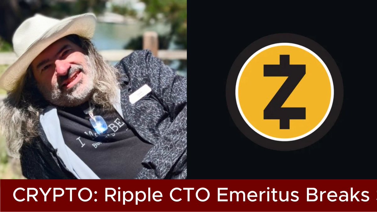 The image features a man wearing a cowboy hat, sitting next to a logo for Ripple Cryptocurrency. The text "Crypto: Ripple CTO Emeritus Breaks" is written below him, indicating that he is promoting Ripple Cryptocurrency in his post.