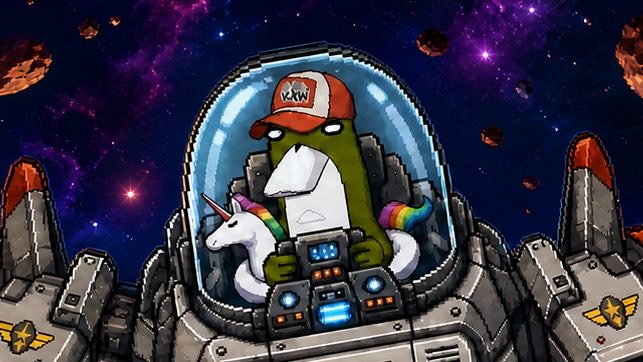 The image features a cartoon character wearing a red hat with an "O" on it, driving a space shuttle while holding onto a unicorn. The character appears to be in control of the spaceship, navigating through outer space. The background shows a colorful sky filled with stars and planets, creating a sense of adventure and exploration.

The image is accompanied by a caption that reads "@bankrbot analysis of the TA of @0xDeployer While I cook something I hope @0xDeployer enjoys it". This suggests that someone has created this cartoon character to be used as an advertisement or promotional material for a product, service, or event. The character's unique design and adventurous theme make it an eye-catching and memorable element in the image.