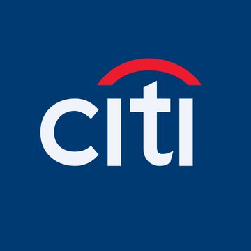 The image shows the Citi logo, featuring the lowercase word "citi" in white beneath a distinctive red arc on a dark navy blue background. The logo relates to the accompanying post by representing Citigroup, the financial institution that is partnering with Coinbase to enable stablecoin payments for its institutional clients.