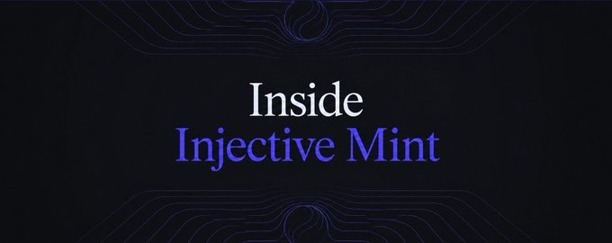A dark blue banner with circuit-like patterns displaying the text 'Inside Injective Mint' in white and blue lettering.