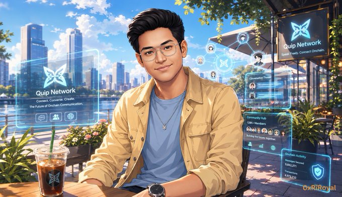 The image features a man sitting at a table with his laptop open in front of him, wearing glasses and a yellow jacket. The background shows an urban setting with buildings and trees, suggesting that he might be working from home or enjoying some leisure time outdoors. There are also several social media icons displayed on the screen, indicating that he is connected to various online platforms.