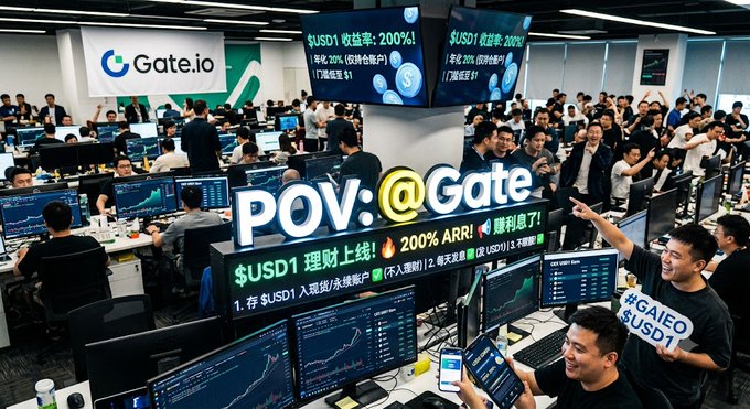 The image shows a large group of people working at desks inside a building filled with computers and monitors displaying stock market information. The room has a gray color scheme, giving it an industrial feel. A sign reading "POV @ Gate" can be seen in the background, indicating that this is likely a trading floor or office for a stockbroker.

There are several people working at their desks, some of them holding up signs and others using laptops to monitor the stock market. The room appears to be bustling with activity as everyone focuses on the screens before them.