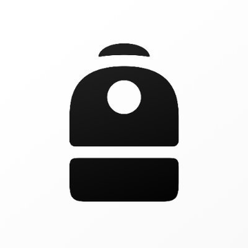 A simple dark gray silhouette icon of a backpack on a light gray background.